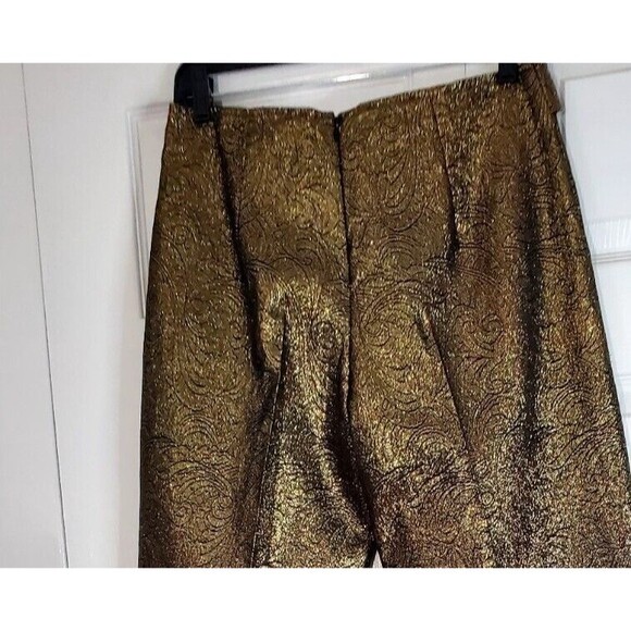 VTG Veronique Young Women's Gold Metallic Dress Pants Red Imprinted Floral Sz 6 - Picture 4 of 7
